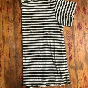 Madewell Green and White Striped Tee